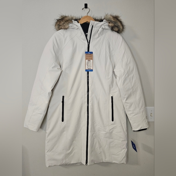 NEW! Eddie Bauer Cream Down Parka Coat Size L - Picture 4 of 15
